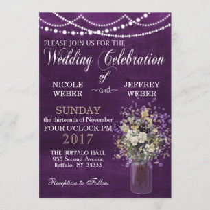Rustikale Lila Blume Mason Jar Hochzeit Einladung