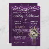 Rustikale Lila Blume Mason Jar Wedding Einladung (Vorne/Hinten)