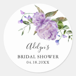Rustikale lila Blumen Hochzeitsdusche Favor Runder Aufkleber