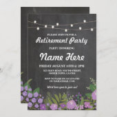 Rustikale lila Blumen-Kreide-Vintages Einladung (Vorne/Hinten)