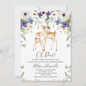 Rustikale Lila Blumendusche Einladung (Vorderseite)