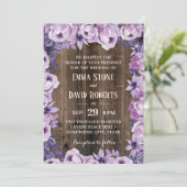 Rustikale Lila Blumengestelle Eleganter Barnerheir Einladung (Stehend Vorderseite)