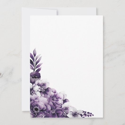 Rustikale Lila Blumenhochzeit Einladung (Rückseite)