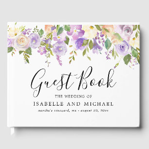 Rustikale Lila Blumenhochzeit Gästebuch