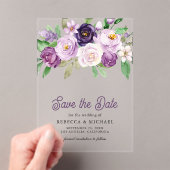 Rustikale Lila Blumenhochzeit rettet das Datum Acryleinladungen (Insitu (Handheld))