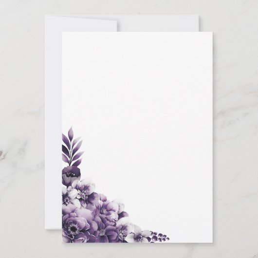 Rustikale Lila Blumenhochzeit rettet das Datum Einladung (Rückseite)