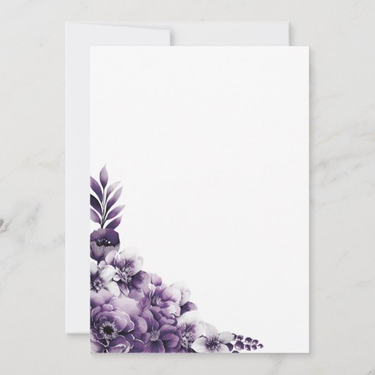 Rustikale Lila Blumenhochzeit rettet das Datum Save The Date (Rückseite)