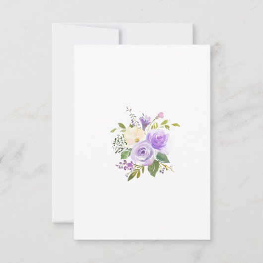 Rustikale Lila Blumenhochzeit RSVP Karte (Rückseite)