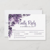 Rustikale Lila Blumenhochzeit RSVP Karte (Vorderseite)