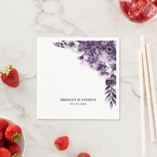 Rustikale Lila Blumenhochzeit Serviette (Beispiel)