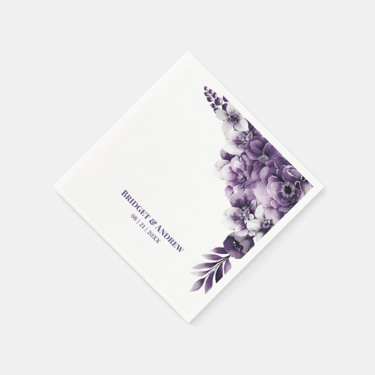 Rustikale Lila Blumenhochzeit Serviette (Ecke)