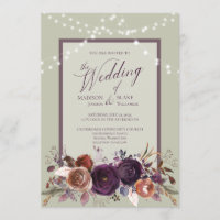 Rustikale Lila Blumenstrauß Grüne Hochzeit