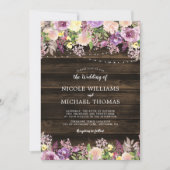 Rustikale Lila Blumenstrauß Hochzeit Einladung (Vorderseite)