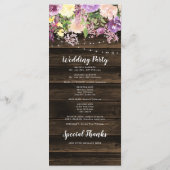 Rustikale Lila Blumenstrauß Hochzeit Programm (Rückseite)