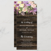 Rustikale Lila Blumenstrauß Hochzeit Programm (Vorne/Hinten)