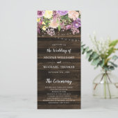 Rustikale Lila Blumenstrauß Hochzeit Programm (Stehend Vorderseite)