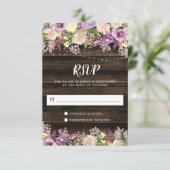 Rustikale Lila Blumenzellenleuchten RSVP Karte (Stehend Vorderseite)