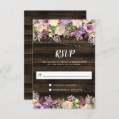 Rustikale Lila Blumenzellenleuchten RSVP Karte (Vorne/Hinten)