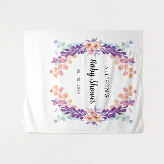 Rustikale Lila Blütendusche Hintergrund Wandteppich (Vorderseite (Horizontal))