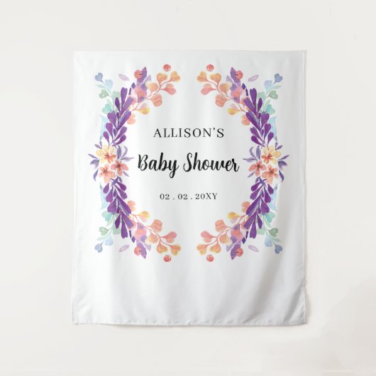 Rustikale Lila Blütendusche Hintergrund Wandteppich (Vorderseite)