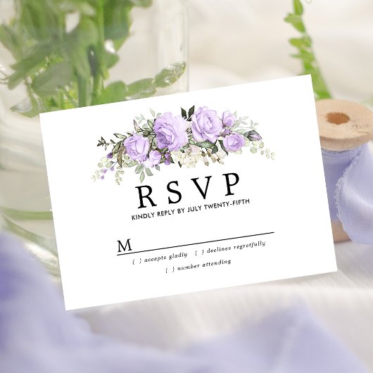 Rustikale Lila Blütenhochzeit RSVP