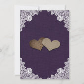 Rustikale Lila Burlap Lace Sonnenblume Hochzeit Einladung (Rückseite)