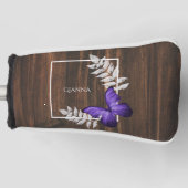Rustikale Lila Butterfly Golf Head Cover Golf Headcover (Vorderseite)