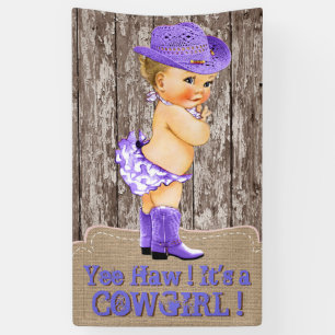 Rustikale lila Cowgirl-Baby-Party Banner