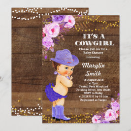 Rustikale Lila Cowgirl Babydusche Lilac Einladung