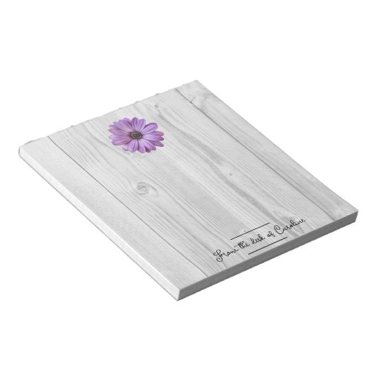 Rustikale Lila Daisy Personalisiert Notepad Notizblock (angewinkelt)