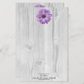 Rustikale Lila Daisy Personalisiert Stationery Briefpapier (Vorne/Hinten)