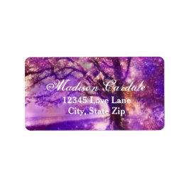 Rustikale Lila Eichenbaum-Hochzeitsplatten Adressaufkleber