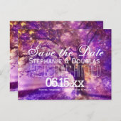 Rustikale Lila Eichenbaum Save the Date Postkarten (Vorne/Hinten)