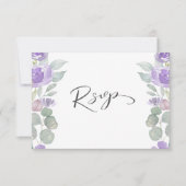 Rustikale Lila Eukalyptus Wedding RSVP Karte (Vorderseite)