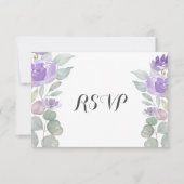 Rustikale Lila Eukalyptus Wedding RSVP Karte (Vorderseite)