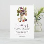 Rustikale Lila Fig Mason Jar Alles in einer Hochze Einladung (Stehend Vorderseite)