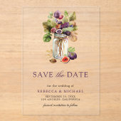 Rustikale Lila Fig Mason Jar Hochzeit Retten Sie d Acryleinladungen (Vorderseite)