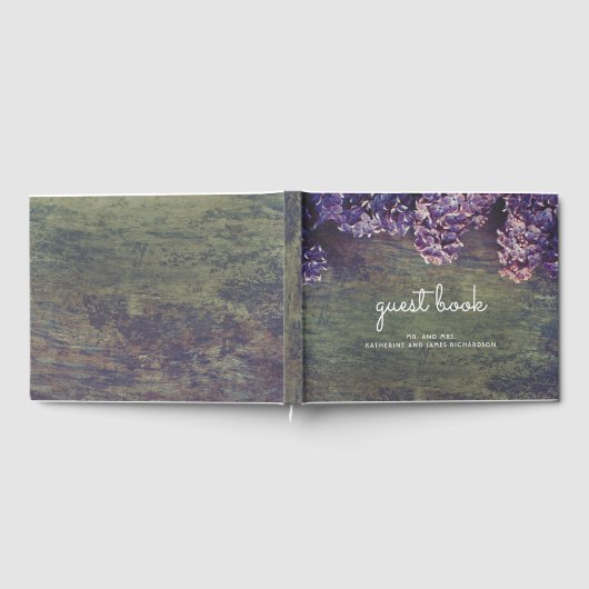 Rustikale Lila Frühlingsfeiern Gästebuch (Voll)