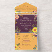 Rustikale Lila-Gelbblütenhochzeit All In One Einladung (Innen Boden)