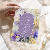 Rustikale Lila- & gelbe Blumen Kinderdusche Einladung