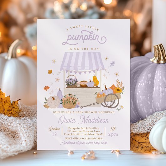 Rustikale Lila Girl Pumpkin Baby Dusche Einladung
