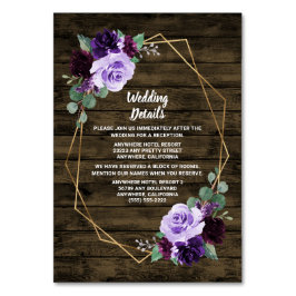 Rustikale Lila Gold Hochzeitskarten Tischnummer