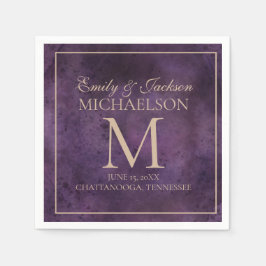 Rustikale Lila Goldmedaille-Hochzeit Serviette