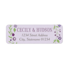 Rustikale Lila Grün-Blütenhochzeit-Rücksendeadress