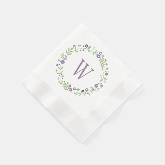 Rustikale Lila grüne Blumenkreide Serviette (Ecke)