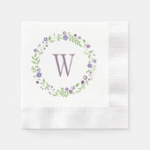 Rustikale Lila grüne Blumenkreide Serviette (Vorderseite)