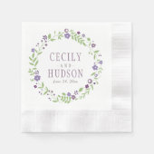 Rustikale Lila grüne Blumenkreide Serviette (Vorderseite)