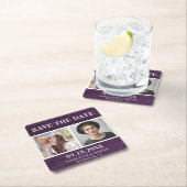 Rustikale Lila Hochzeit 2 Foto Save the Date Rechteckiger Pappuntersetzer (Vor Ort)