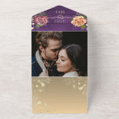 Rustikale Lila Hochzeit All In One Einladung (Außenbereich)