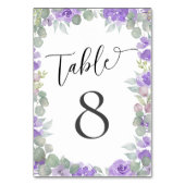 Rustikale Lila Hochzeit der Wasserfarben Tischnummer (Rückseite)